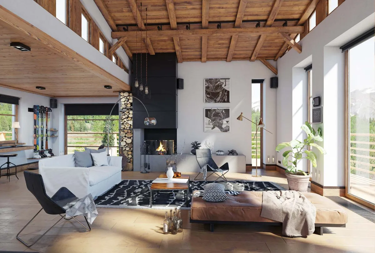 Modern Chalet Interior.