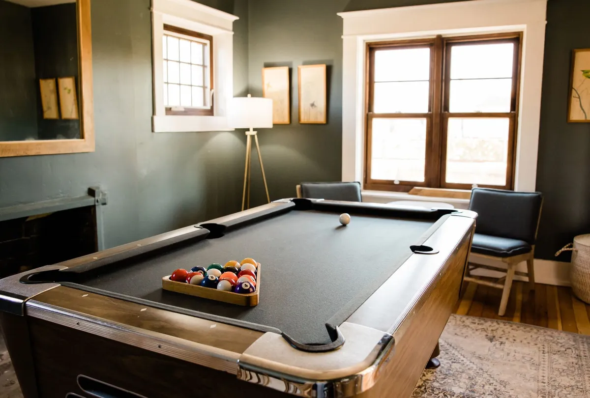 Billiard Balls on the Game Table in a Room
