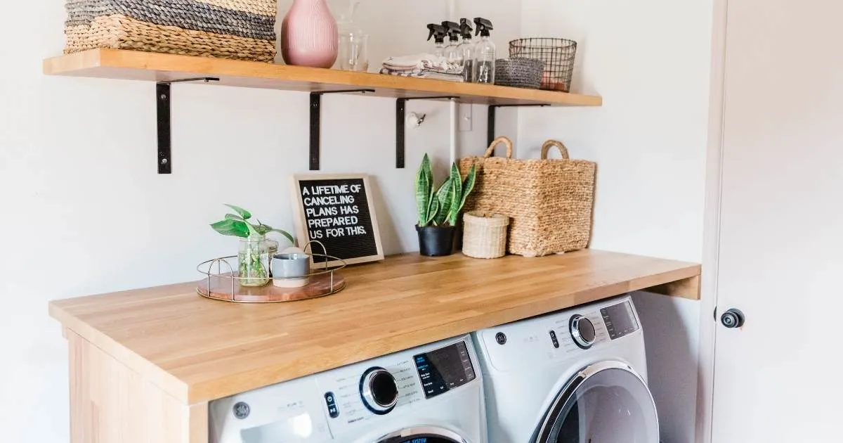 Butcher block on top of washing machines