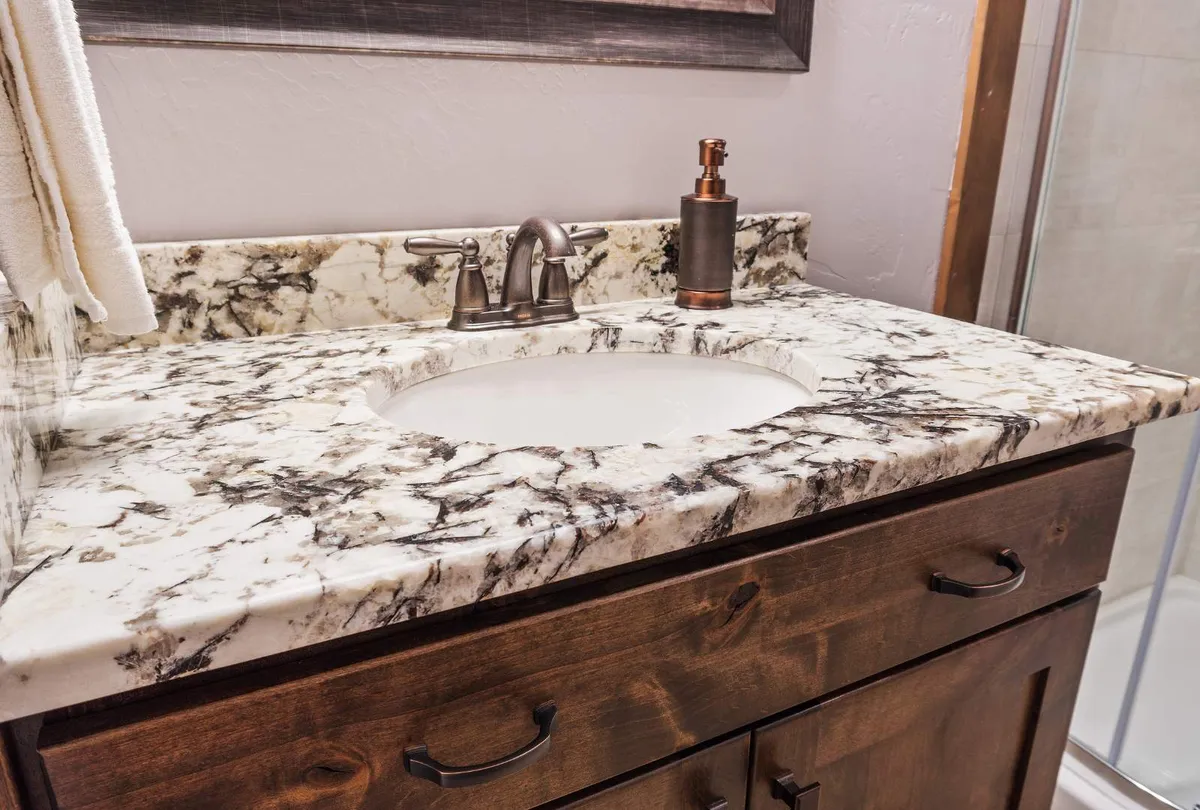 Marble countertop in bathroom
